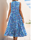 preiswerte Elegante Blumenkleider-Damen Midikleid Casual kleid Schaukelkleid A Linie Kleid Tank-Top Kleid Brautkleider schlicht Täglich Regular Fit Blumen Ärmellos V Ausschnitt Blau Fuchsie Grün Sommer Frühling Herbst
