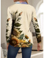 cheap Floral tee-Women&#039;s T Shirt Floral Modern Long Sleeve V Neck T Shirt Collar Regular Tops Work Print Black Pink Blue Green Beige Summer Spring Fall