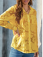 cheap Lace Tops-Women&#039;s White Elegant Lace Tops Eyelet Blouse Casual Solid Color Regular Tops Long Sleeve Shirt Collar Buttons Pocket Regular Fit Daily Romantic Petite Tops Summer Holiday Wear White Yellow Purple