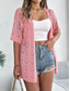 cheap Cardigans &amp; Outerwears-Women&#039;s Sweater Cardigan Casual Soft Pure Color Ribbed Open Front Knitted Hole Long Sleeve Long Tops Knit Outdoor Daily Weekend White Pink Summer