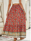 cheap Maxi Skirts-Women&#039;s Skirt A Line Swing Bohemia Fashion Casual Maxi High Waist Skirts Floral Print Micro-elastic Street Daily Red Navy Blue Green Summer Polyester