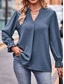 cheap Work Tops-Women&#039;s Blouse Solid Color Elegant Daily Stylish Long Sleeve V Neck Regular Tops Party Work Daily Embroidered Wine Blue Spring Fall