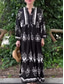 ieftine Rochie Boho de vacanță-Pentru femei Rochie Maxi Rochie casual Rochie leagăn Rochie Boho Epocă Έθνικ Casual Vacanță Zilnic Fit regulat Floral Manșon Lung Gât crestat Negru Alb Primăvară Toamnă
