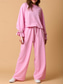 cheap Women&#039;s Sleep &amp; Lounge-Women&#039;s Pajama Set Casual Comfort Pure Color Elastic Waist T Shirt Pant Home Daily Long Sleeve Crew Neck Pink Gray Fall Winter