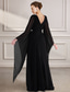 cheap Floor Length-A-Line Dress Mother of the Bride Dress Elegant Party V Neck Floor Length Chiffon Long Sleeve with Lace Solid Color