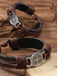 cheap Accessories For Men-Men's Viking Style Leather Rope Bracelets with Compass Design, Adjustable Fit, and Norse Boho Aesthetic for Casual and Outdoor Wear