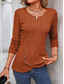cheap Work Tops-Women&#039;s T Shirt Plain Fashion Modern Casual Long Sleeve Crew Neck Regular Tops Daily Weekend Buttons Fuchsia Brown Green Fall Winter