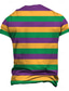 ieftine Tricouri amuzante pentru bărbați-Tricou scurt cu dungi pentru bărbați de Mardi Gras - Violet verde aur