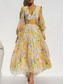 cheap Elegant Floral Dresses-Women&#039;s Maxi Dress Casual Dress Swing Dress A Line Dress Casual Daily Regular Fit Floral Long Sleeve V Neck Yellow Orange Green Summer Spring Fall