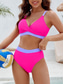 cheap Bikini Sets-Women&#039;s Swimwear Bikini Cheeky Swimsuit Backless Patchwork Sexy Color Block V Neck Sleeveless Bathing Suits