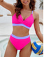 cheap Bikini Sets-Women&#039;s Swimwear Bikini Cheeky Swimsuit Backless Patchwork Sexy Color Block V Neck Sleeveless Bathing Suits