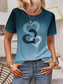 cheap Art&amp;Design tee-Women&#039;s T Shirt Heart Casual Short Sleeve Round Neck Regular Tops Daily Print Pink Blue Purple Summer