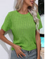 preiswerte Einfarbige Farben-Damen Pullover Brautkleider schlicht Weich Einfarbig Gerippt Rundhalsausschnitt Strick Kurze Ärmel Normale Oberteile Stricken Täglich Wochenende Weiß Grün Sommer Frühling
