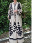 ieftine Rochie Boho de vacanță-Pentru femei Rochie Maxi Rochie casual Rochie leagăn Rochie Boho Epocă Έθνικ Casual Vacanță Zilnic Fit regulat Floral Manșon Lung Gât crestat Negru Alb Primăvară Toamnă