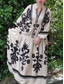 ieftine Rochie Boho de vacanță-Pentru femei Rochie Maxi Rochie casual Rochie leagăn Rochie Boho Epocă Έθνικ Casual Vacanță Zilnic Fit regulat Floral Manșon Lung Gât crestat Negru Alb Primăvară Toamnă