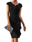 ieftine Rochie neagră pentru femei-Pentru femei Rochie de lucru Rochie de schimb Rochie teacă Elegant Birou Zilnic Rochii Midi Bufantă Peteci În V Manșon scurt Simplu Fit regulat Negru Vară Primăvară S M L XL 2XL