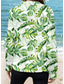 cheap T-shirts-Women&#039;s Shirt Hawaiian Casual Leaf Regular Tops Long Sleeve Shirt Collar Buttons Print Regular Fit Work Daily Green Summer Holiday Clothes Beach Wear