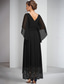 abordables Longueur du plancher-robe trapèze robe mère de la mariée élégante scintillante&amp;amp;Robe longue en mousseline de soie à col bijou brillant, longueur cheville, manches longues, avec broderie en dentelle, couleur unie, 2025
