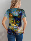 preiswerte Tiere T-Shirt-Damen T Shirt Druck Katze Lässig Kurzarm Rundhals Normale Oberteile Täglich Blau Sommer Frühling