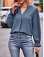 cheap Work Tops-Women&#039;s Blouse Solid Color Elegant Daily Stylish Long Sleeve V Neck Regular Tops Party Work Daily Embroidered Wine Blue Spring Fall