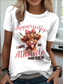 cheap T-shirts-Women&#039;s T Shirt Cow Letter Casual Short Sleeve Round Neck Regular Tops Daily Print White Summer