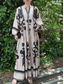 ieftine Rochie Boho de vacanță-Pentru femei Rochie Maxi Rochie casual Rochie leagăn Rochie Boho Epocă Έθνικ Casual Vacanță Zilnic Fit regulat Floral Manșon Lung Gât crestat Negru Alb Primăvară Toamnă