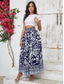 cheap Maxi Skirts-Women&#039;s Swing Long Skirt Bohemia Fashion coastal grandma style Boho Maxi High Waist Skirts Floral Graphic Print Inelastic Vacation Party Navy Spring &amp; Summer Polyester