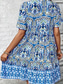 abordables Robe Boho de Vacances-Femme Mini robe Robe casual Robes bohème chic robe boheme Bohême Le style mignon Ethnique Vacances du quotidien Plage Ample Floral Graphic Manche Courte Col V Bleu Orange Eté Printemps