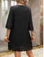 cheap Plain Dresses-Women&#039;s Black Dress Mini Dress Lace Patchwork Casual V Neck 3/4 Length Sleeve Black Color