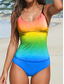 cheap Tankinis-Women&#039;s Swimwear Tankini 2 Piece Boy Leg Swimsuit Backless Vacation Beach Wear Ombre U Neck Sleeveless Bathing Suits