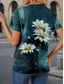 cheap Graphic shop tee-Women&#039;s T Shirt Floral Stylish Casual Short Sleeve V Neck Regular Tops Daily Print Blue Summer