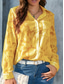 cheap Lace Tops-Women&#039;s White Elegant Lace Tops Eyelet Blouse Casual Solid Color Regular Tops Long Sleeve Shirt Collar Buttons Pocket Regular Fit Daily Romantic Petite Tops Summer Holiday Wear White Yellow Purple
