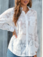 cheap Lace Tops-Women&#039;s White Elegant Lace Tops Eyelet Blouse Casual Solid Color Regular Tops Long Sleeve Shirt Collar Buttons Pocket Regular Fit Daily Romantic Petite Tops Summer Holiday Wear White Yellow Purple