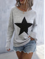 cheap Graphic Patterns &amp; Details-Women&#039;s Sweater Casual Soft Star Ribbed Crew Neck Knitted Long Sleeve Regular Tops Knit Outdoor Daily Weekend Gray Fall Winter