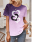 cheap Art&amp;Design tee-Women&#039;s T Shirt Heart Casual Short Sleeve Round Neck Regular Tops Daily Print Pink Blue Purple Summer