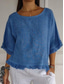 cheap Shirts-Women&#039;s Linen-Inspired Shirts T Shirt Plain Fashion Modern Casual Half Sleeve Crew Neck Regular Tops Daily Weekend Wine Blue Beige Summer Spring