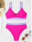 cheap Bikini Sets-Women&#039;s Swimwear Bikini Cheeky Swimsuit Backless Patchwork Sexy Color Block V Neck Sleeveless Bathing Suits
