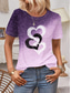 cheap Art&amp;Design tee-Women&#039;s T Shirt Heart Casual Short Sleeve Round Neck Regular Tops Daily Print Pink Blue Purple Summer