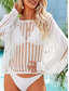 cheap Cover Up-Women&#039;s Swimwear Cover Up Swimsuit Cut Out Vacation Beach Wear Solid Color Round Neck Long Sleeve Bathing Suits