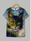 preiswerte Tiere T-Shirt-Damen T Shirt Druck Katze Lässig Kurzarm Rundhals Normale Oberteile Täglich Blau Sommer Frühling