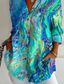 cheap Hawaiian Tops-Women&#039;s Hawaiian Shirts Flowy Tops Vintage Casual Graphic Geometric Long Tops Long Sleeve Shirt Collar Patchwork Buttons Print Form Fit Vacation Work Daily Light Blue Summer Holiday Clothes
