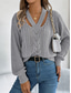 cheap Solid Colors-Women&#039;s Sweater Casual Soft Pure Color Ribbed V Neck Knitted Hole Long Sleeve Regular Tops Knit Outdoor Daily Weekend White Orange Fall Winter