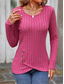 cheap Work Tops-Women&#039;s T Shirt Plain Fashion Modern Casual Long Sleeve Crew Neck Regular Tops Daily Weekend Buttons Fuchsia Brown Green Fall Winter