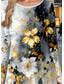 voordelige Bloementhee-Dames T-shirt Bloemig Casual Lange mouw Strakke ronde hals Normale tops Dagelijks Knop Afdrukken Assymmetrisch Grijs Lente Herfst