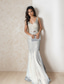 cheap Prom Dresses-Mermaid / Trumpet Prom Dresses Elegant Dress Formal Wedding Floor Length Sleeveless V Neck Sequined with Glitter Tassel 2025