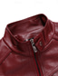 cheap Fall Jackets-Men&#039;s Faux Leather Jacket Casual Jacket Biker Jacket Red Leather Jacket Casual Thermal Warm Rain Waterproof Faux Fur Trim Fall Pure Color Casual Stand Collar Regular Regular Faux Leather Regular Fit