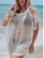 cheap Beach Dresses-Women&#039;s Normal Midi Dress Sundress Tropical Hawaiian Beach Regular Fit Plain Short Sleeve Crew Neck White Summer