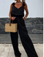 cheap Casual Jumpsuits-Women&#039;s Normal Jumpsuit Active Solid Color Sleeveless V Neck Pocket Vacation Daily Regular Fit Black White Red Summer