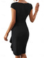 ieftine Rochie neagră pentru femei-Pentru femei Rochie de lucru Rochie de schimb Rochie teacă Elegant Birou Zilnic Rochii Midi Bufantă Peteci În V Manșon scurt Simplu Fit regulat Negru Vară Primăvară S M L XL 2XL