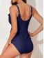 billiga Tankinis-Dam Badkläder Tankini 2 st Kaxig Baddräkt Volang Öppen rygg Hög midja Semester Standkläder Ensfärgat V-hals Ärmlös Baddräkter